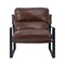 Modern Brown PU Leather Accent Chair with Iron Frame and Soft Cushion for Living Room Seating
